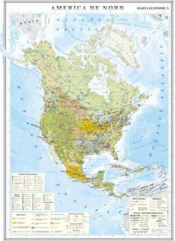 Harta fizica America de Nord de la Eurodidactica Srl