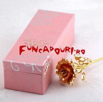 Cadou Trandafir de aur in cutie roz de la Fun cadouri.ro