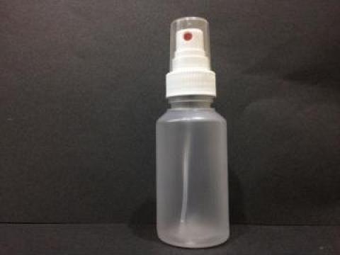 Flacon plastic transparent/alb 100 ml cu dop atomizor