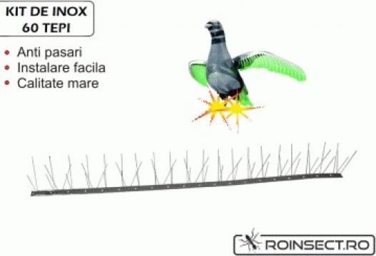Kit anti-pasari porumbei inox cu 80 tepi lungime 1m de la Agan Trust Srl