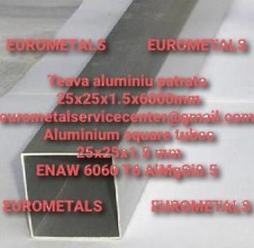 Teava aluminiu patrata 25x25x1.5mm de la Eurometals Service Center Srl