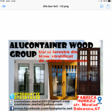 Ferestre si usi din lemn triplustratificat de la Alucontainer Wood Group Srl