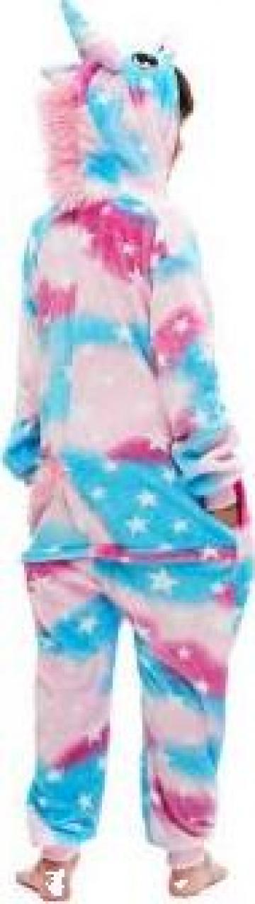 Pijamale complete Kingurumi, unicorn bleu-roz, Onesie de la Inpa Fashion Srl