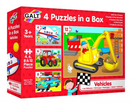 Set 4 puzzle-uri Vehicule (4, 6, 8, 12 piese)
