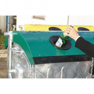 Eurocontainer zincat 1100 L - capac verde, colectare sticla de la Sanito Distribution Srl