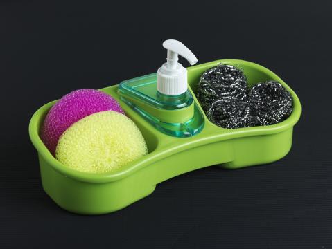 Dispenser sapun lichid cu suport burete-verde de la Plasma Trade Srl (happymax.ro)