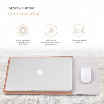 Husa MacBook laptop 13 inch, piele naturala, nude de la Sanito Distribution Srl