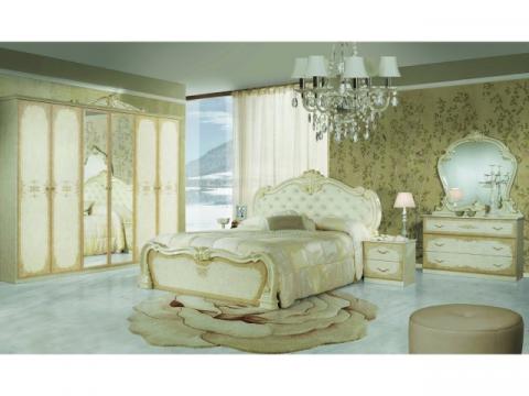 Dormitor Tolouse, bej, pat 180x200 cm, dulap cu 6 usi de la CB Furniture Srl