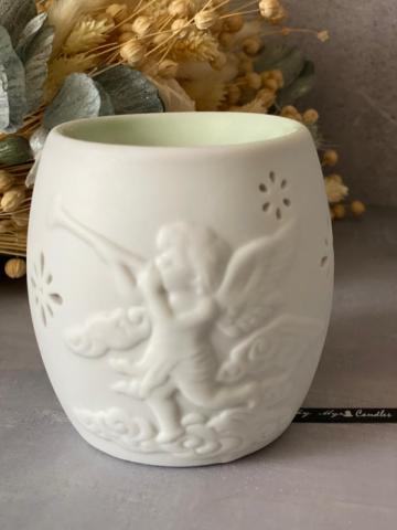 Lampa aromaterapie, alb/verde, din ceramica