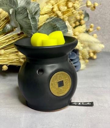 Suport aromaterapie, negru feng-shui, din ceramica