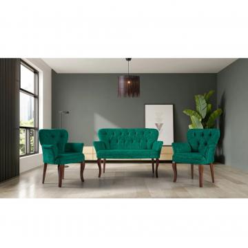 Set canapea 2 locuri cu 2 fotolii, Cafe Homs, verde de la Ideal Homs Srl