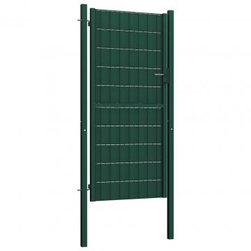 Poarta de gard, verde, 100x204 cm, PVC si otel