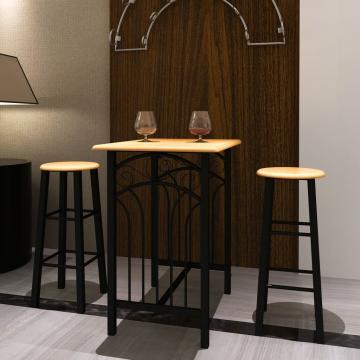 Set masa si scaune, lemn cafeniu si otel, negru de la VidaXL