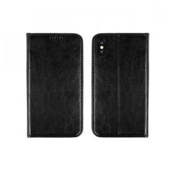 Husa flip Diary Flexy piele naturala neagra pentru Huawei
