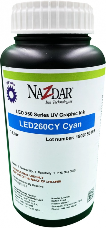 Cerneala LED UV 1L, Nazdar Seria 260, Cyan