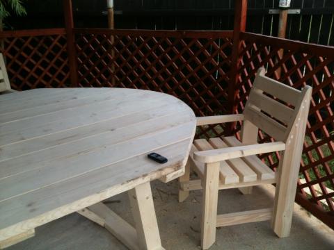 Masa si scaune din lemn pentru terasa de la Wizmag Distribution Srl