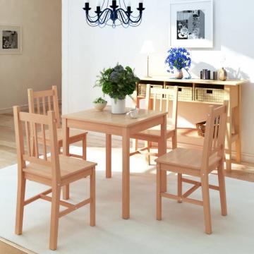 Set masa si scaune din lemn de pin, 5 piese de la Vidaxl