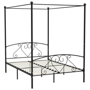 Cadru de pat cu baldachin, negru, 140 x 200 cm, metal de la VidaXL