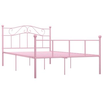 Cadru de pat, roz, 140 x 200 cm, metal de la VidaXL