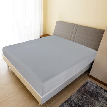 Cearsaf de pat cu elastic, gri, 100x200 cm, bumbac