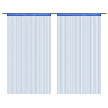 Draperii cu franjuri, 2 buc., 140 x 250 cm, albastru de la VidaXL