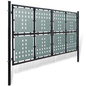 Poarta de gard cu o usa, negru, 300x250 cm