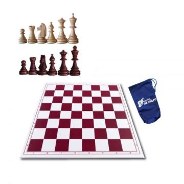 Set sah turneu: piese lemn Staunton 6 + tabla PVC + saculet de la Chess Events Srl