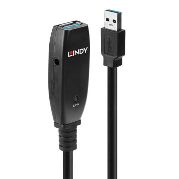 Cablu Lindy 15m USB 3.0 Active Extension Slim, negru de la Etoc Online