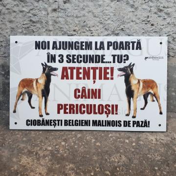 Placa avertizare 2 Malinois - Noi ajungem