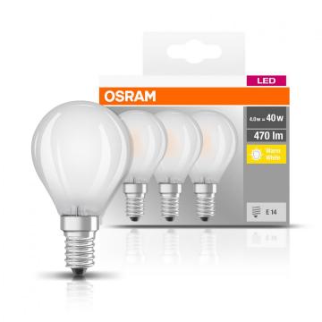 Set 3 x bec LED Osram Value, E14, P45, 4W (40W), 2700K