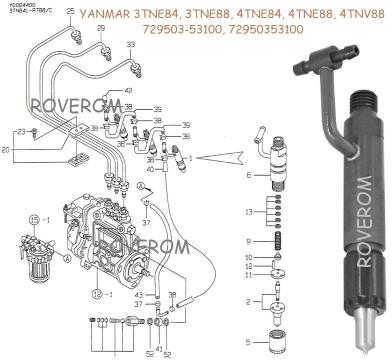 Injector Yanmar 3TNE84, 3TNE88, 4TNE84, 4TNE88, 4TNV88