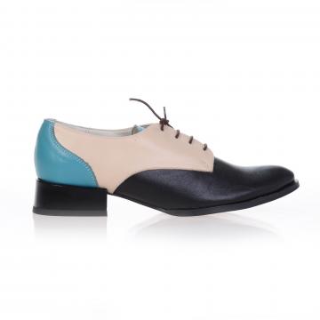Pantofi Oxford combi, negru/bej de la Ana Shoes Factory Srl