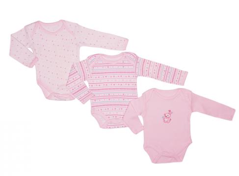 Set Body 3 buc., Baby Nursery, inimioare, alb cu roz de la A&P Collections Online Srl-d