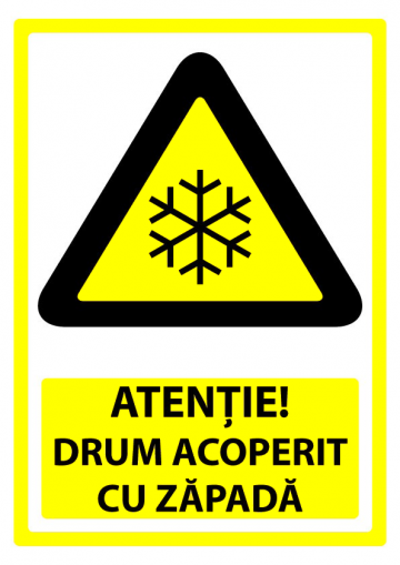Indicator pentru atentie drum acoperit cu zapada