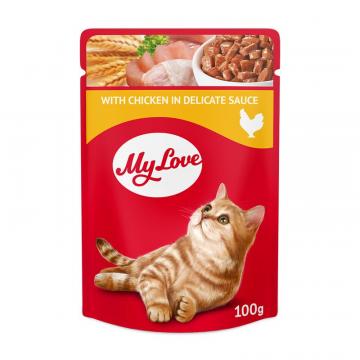 Hrana plic pisica cu pui in sos 100g - MyLove de la Club4Paws Srl