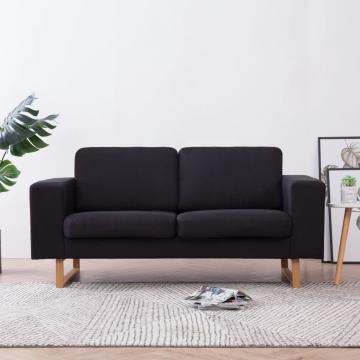 Canapea cu 2 locuri, negru, material textil de la VidaXL