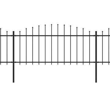Gard de gradina cu varf sulita, negru, 13,6 m, otel de la VidaXL