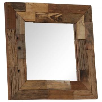 Oglinda, 50 x 50 cm, lemn masiv reciclat