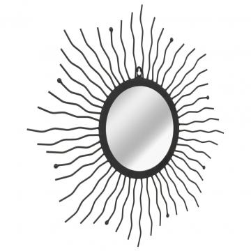 Oglinda de perete, negru, 60 cm, raze de soare de la VidaXL