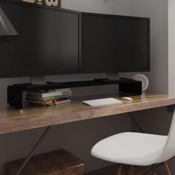 Stand TV/Suport monitor, sticla, 110x30x13 cm, negru
