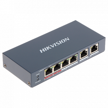 Switch 4 porturi PoE+, 2 porturi uplink - Hikvision DS-3E010