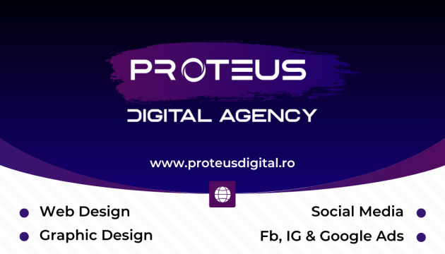 Design grafic pentru materiale promotionale de la Proteus
