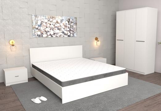 Dormitor Roxana alb cu pat matrimonial 140 cm x 200 cm
