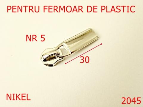 Cursor nr 5 pentru fermoar plastic/zamac/nikel nr 2045