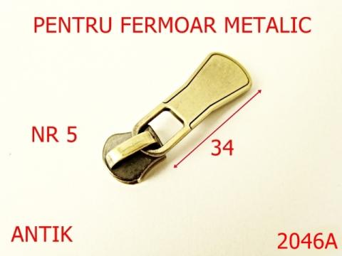Cursor nr 5 pentru fermoar metalic/zamac/antic nr 2046A
