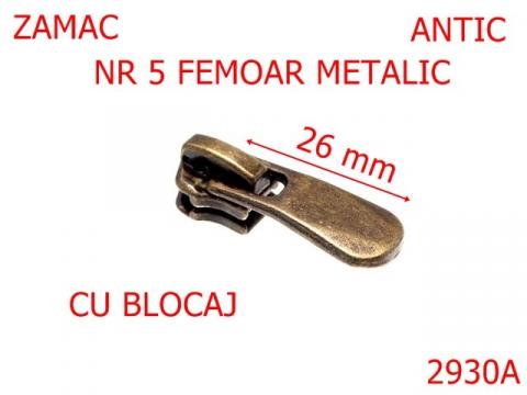 Cursor fermoar metal nr.5 mm antic 2G1 2930A