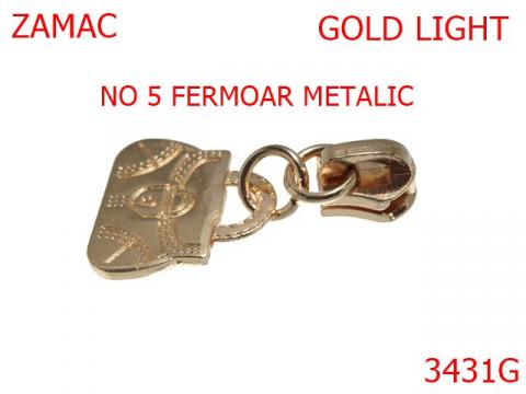 Cursor pentru fermoar metalic no.5 mm gold light 3431G de la Metalo Plast Niculae & Co S.n.c.