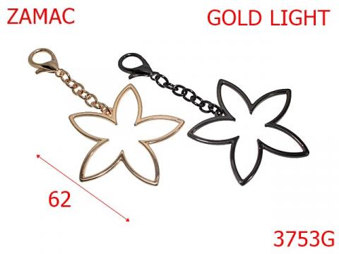 Breloc ornament floare 62 mm gold light 13C18 3753G