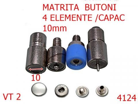Matrita butoni 4 elemente/VT2 10 mm nichel 4124 de la Metalo Plast Niculae & Co S.n.c.