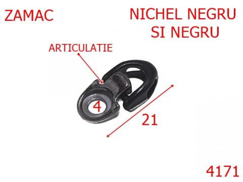 Carlig siret articulat inchis  mm zamac negru 4171